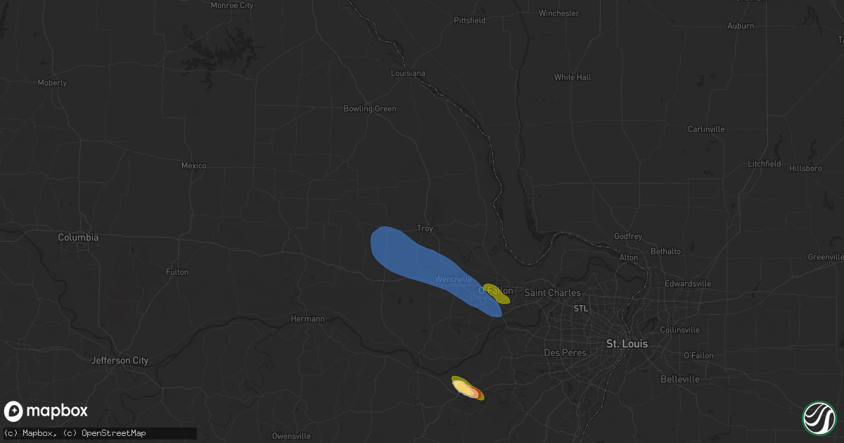 Hail map in Troy, MO on April 10, 2025