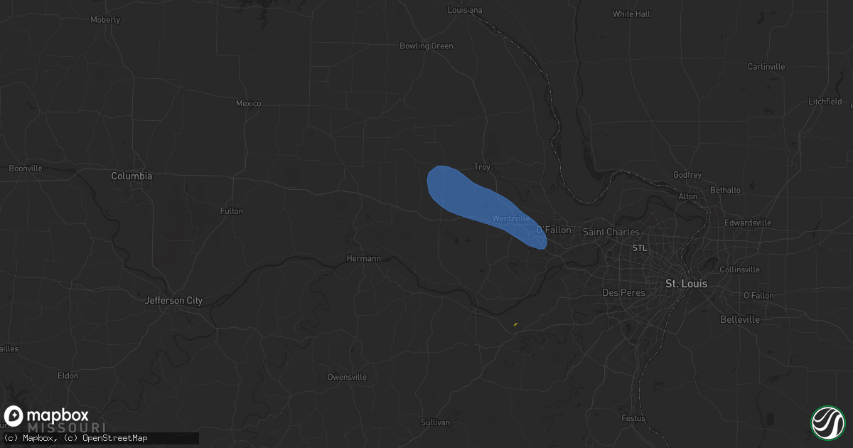Hail map in Warrenton, MO on April 10, 2025