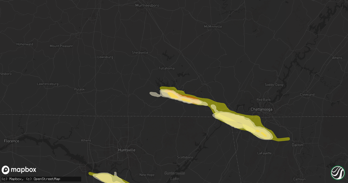 Hail map in Winchester, TN on April 10, 2025