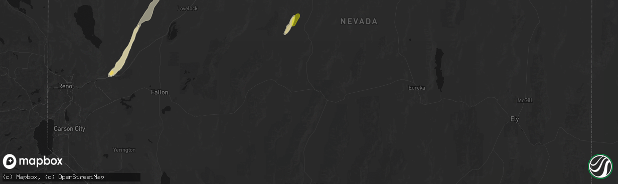 Hail map in Austin, NV on April 10, 2026