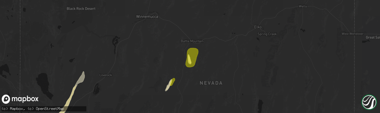 Hail map in Battle Mountain, NV on April 10, 2026
