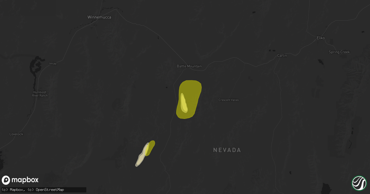 Hail map in Battle Mountain, NV on April 10, 2026