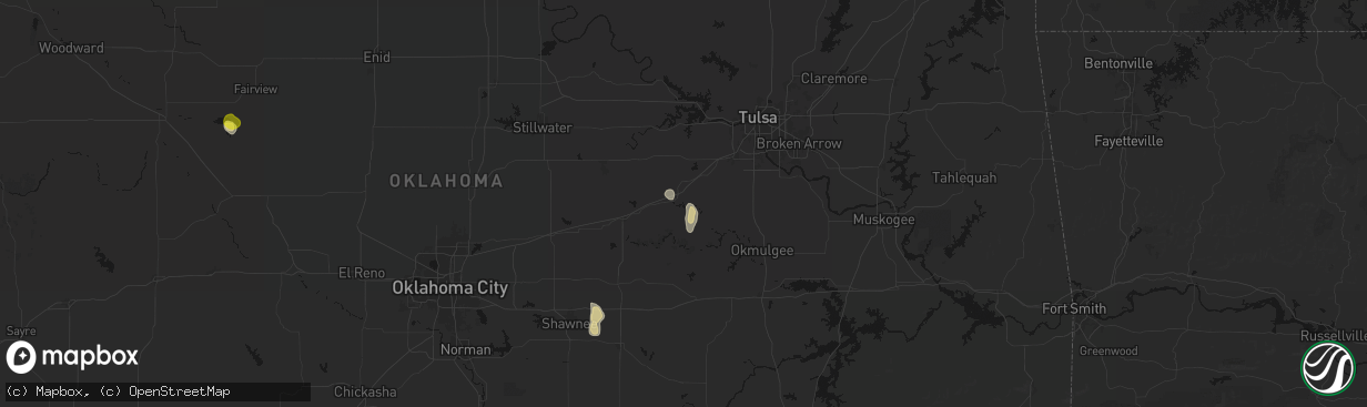Hail map in Bristow, OK on April 10, 2026