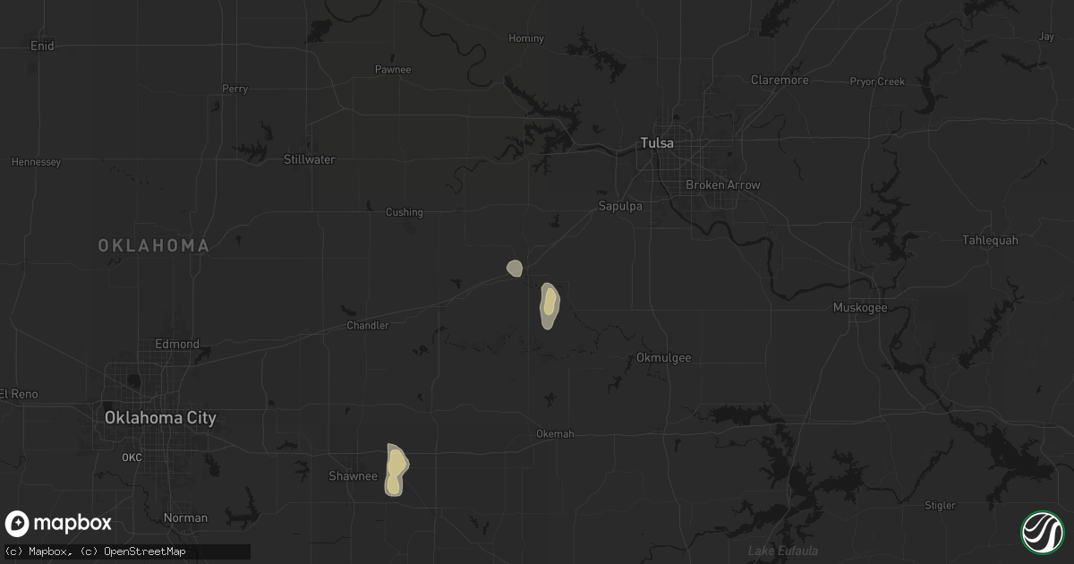 Hail map in Bristow, OK on April 10, 2026