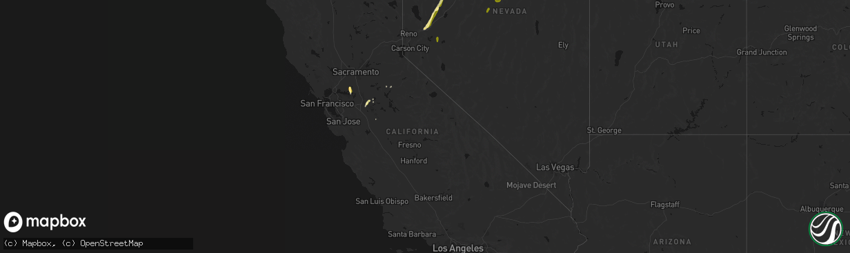 Hail map in California on April 10, 2026