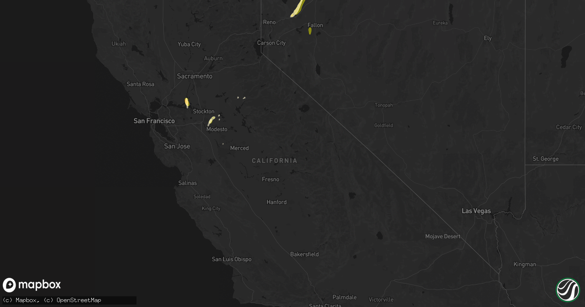 Hail map in California on April 10, 2026