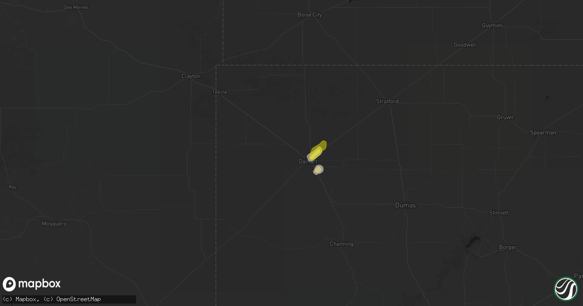 Hail map in Dalhart, TX on April 10, 2026