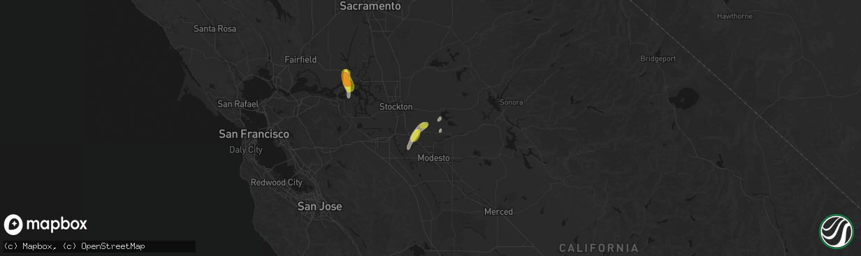 Hail map in Escalon, CA on April 10, 2026