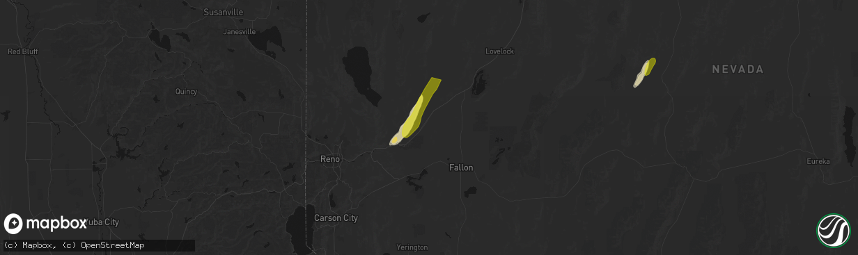 Hail map in Fernley, NV on April 10, 2026