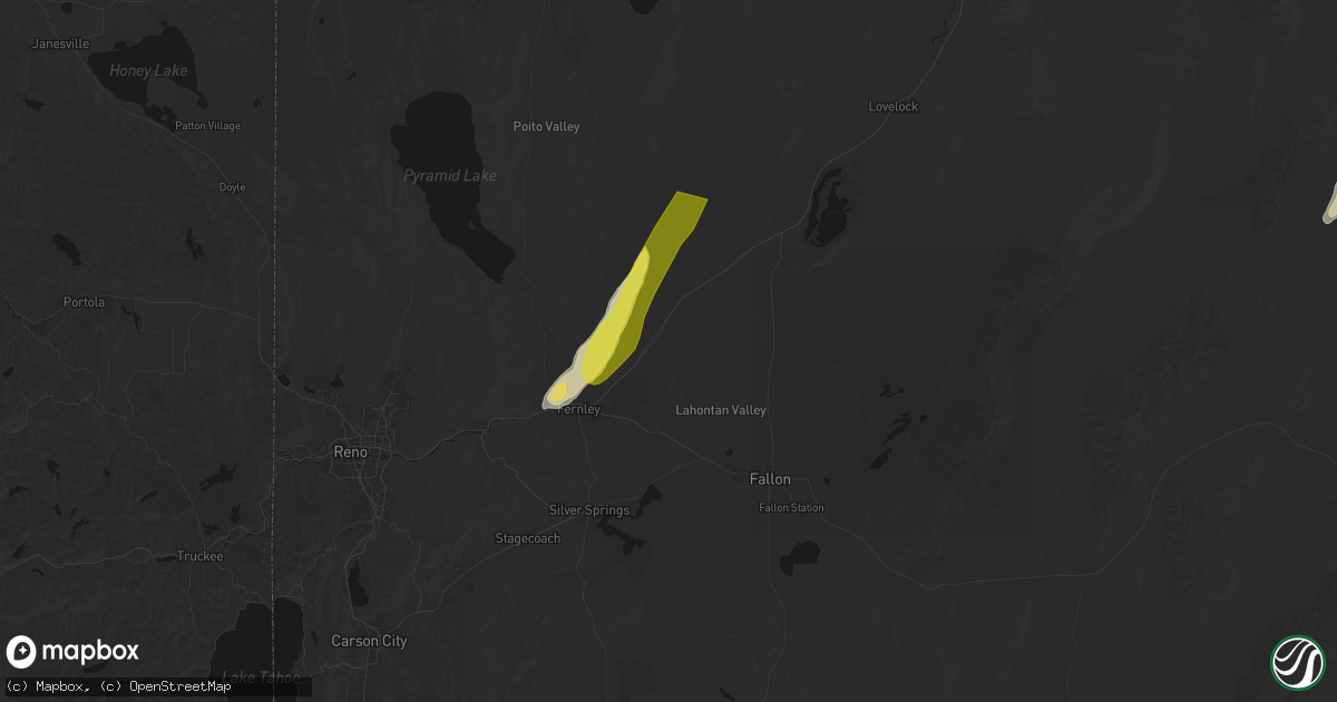 Hail map in Fernley, NV on April 10, 2026