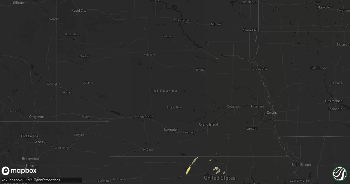 Hail map in Nebraska on April 10, 2026