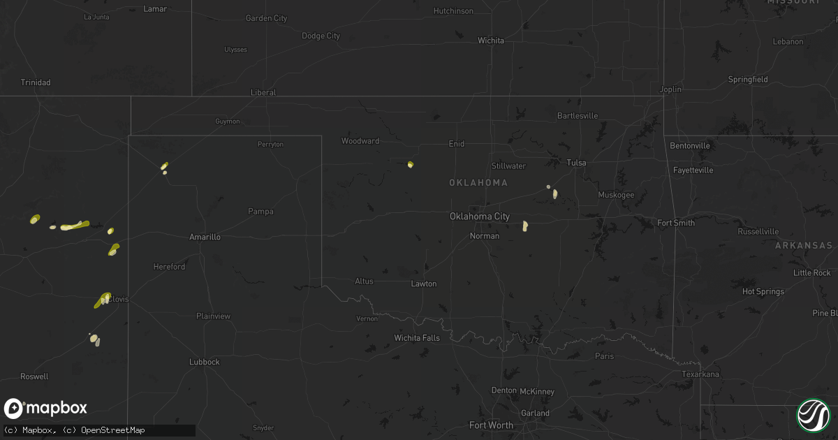 Hail map in Oklahoma on April 10, 2026