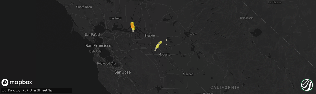 Hail map in Ripon, CA on April 10, 2026