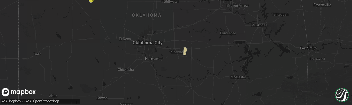 Hail map in Shawnee, OK on April 10, 2026