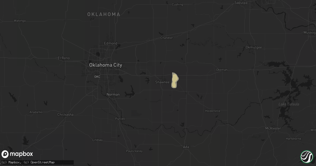 Hail map in Shawnee, OK on April 10, 2026