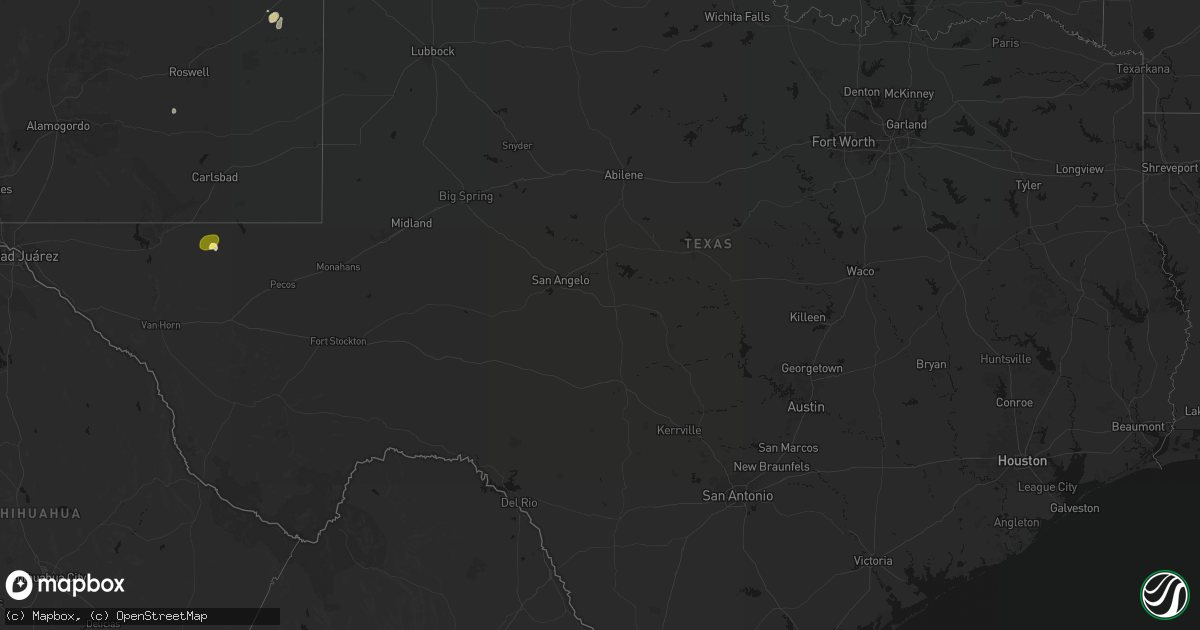 Hail map in Texas on April 10, 2026