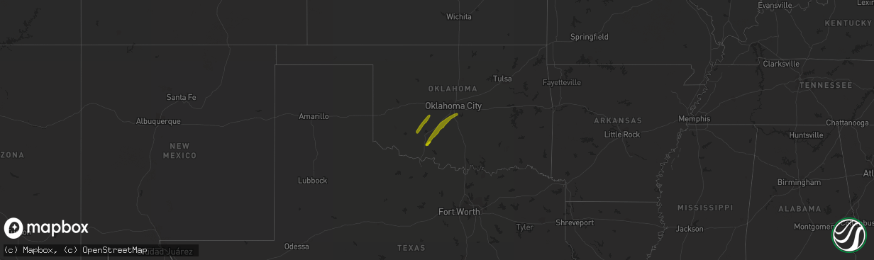 Hail map in Oklahoma on April 11, 2010