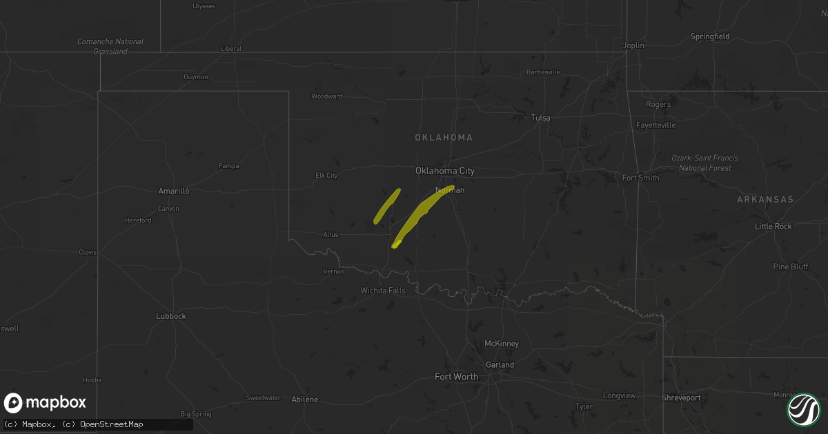 Hail map on April 11, 2010