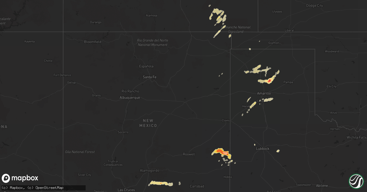 Hail map in New Mexico on April 11, 2012