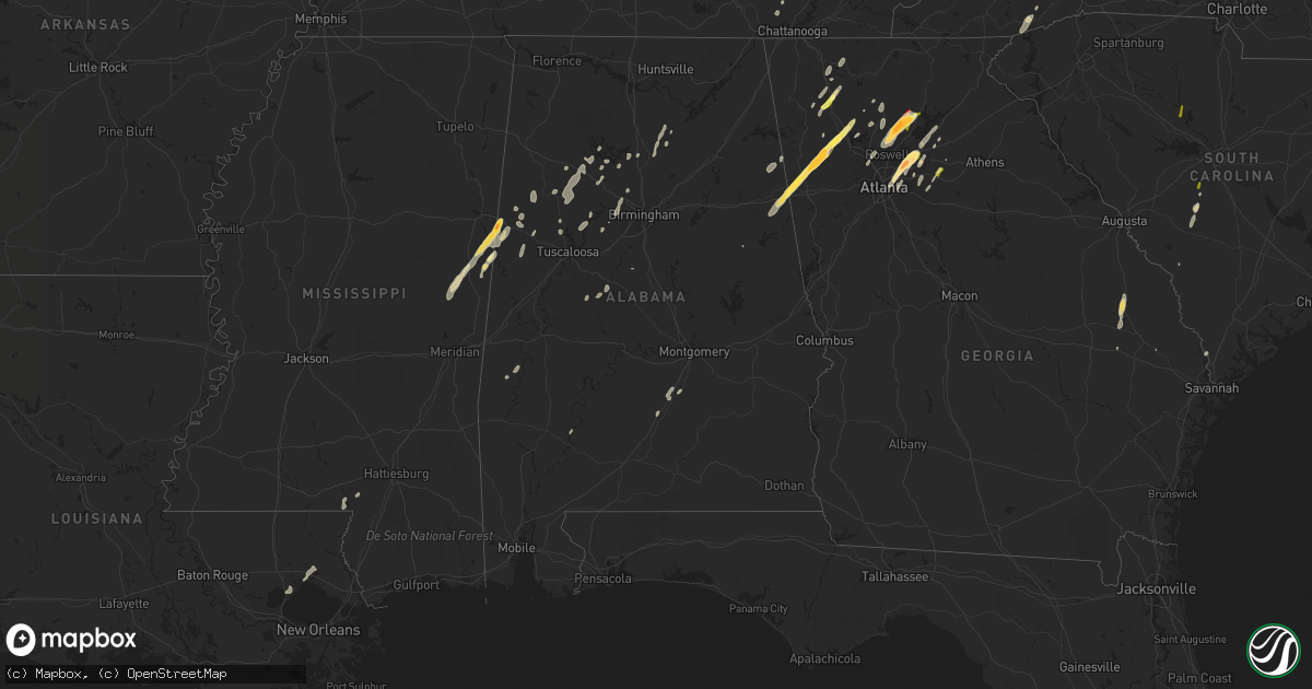 Hail map in Alabama on April 11, 2013