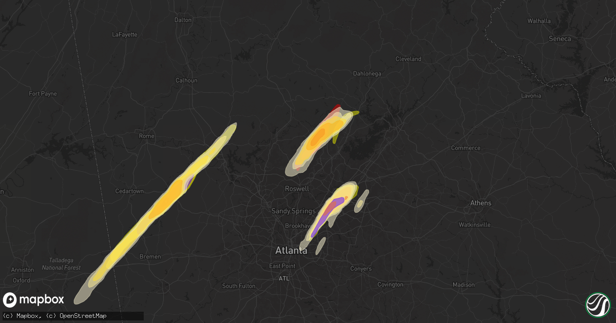 Hail map in Alpharetta, GA on April 11, 2013