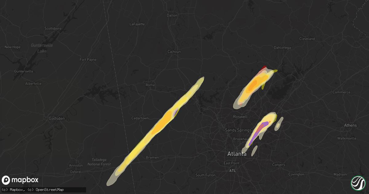 Hail map in Cartersville, GA on April 11, 2013