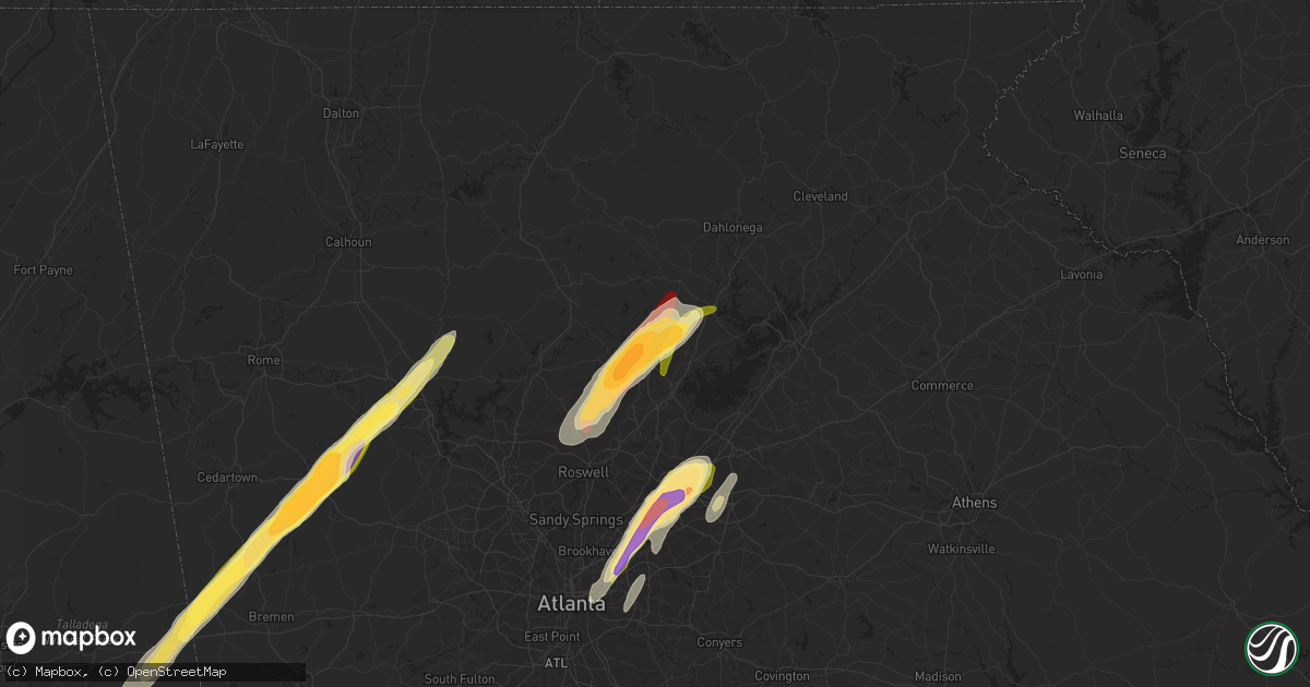 Hail map in Cumming, GA on April 11, 2013
