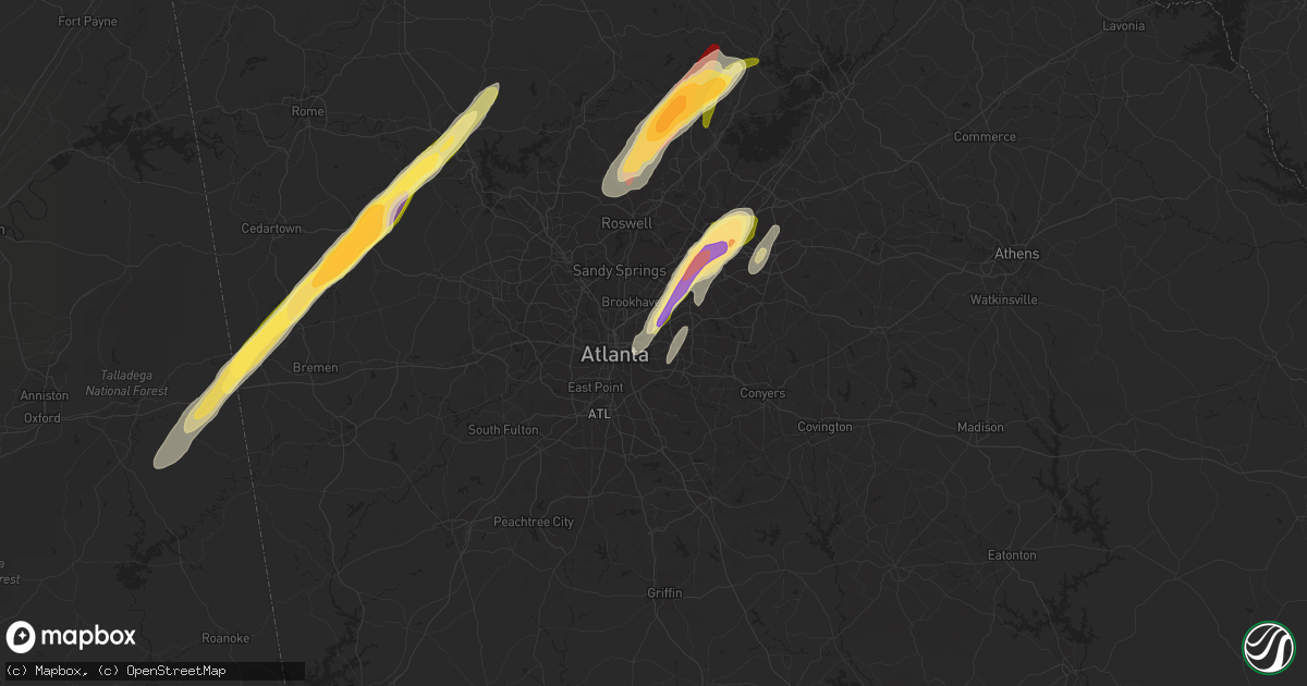Hail map in Decatur, GA on April 11, 2013