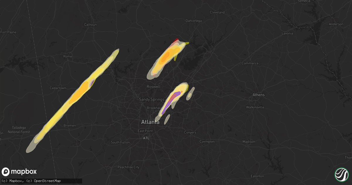 Hail map in Duluth, GA on April 11, 2013