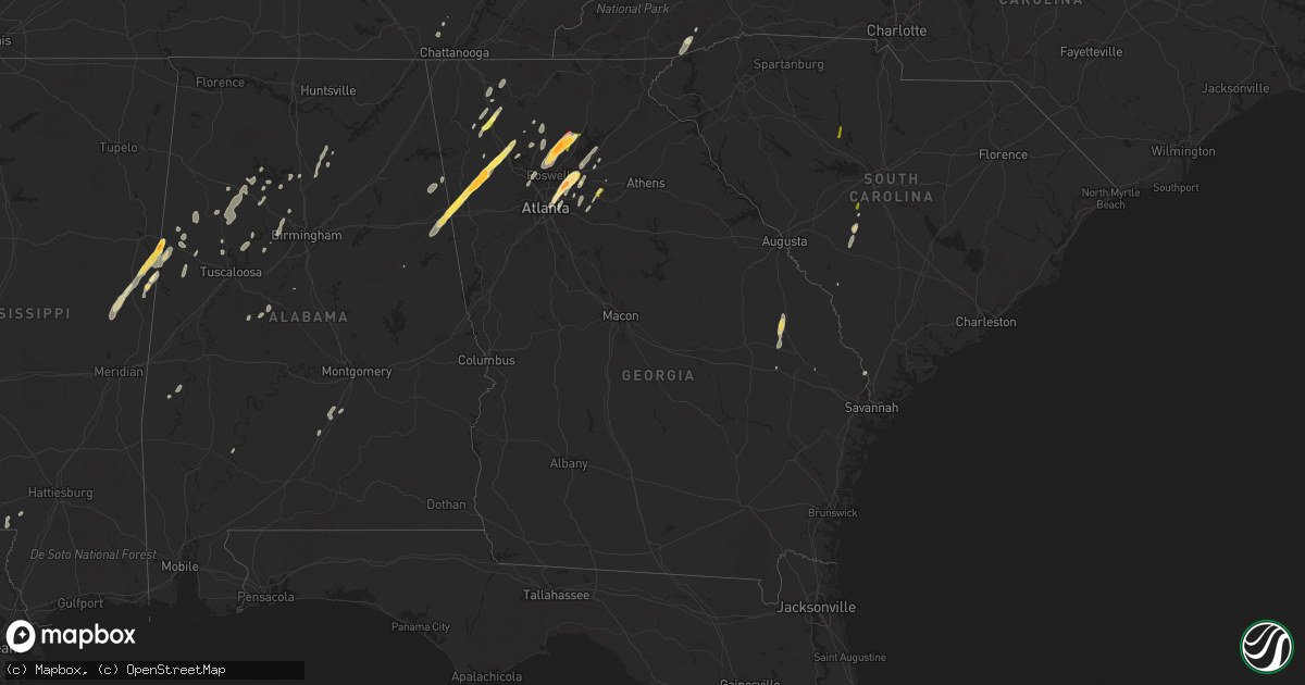 Hail map in Georgia on April 11, 2013