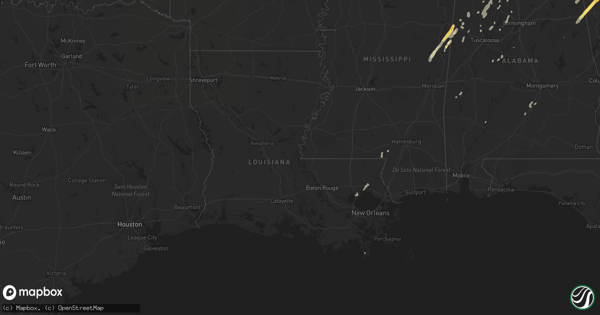 Hail map in Louisiana on April 11, 2013