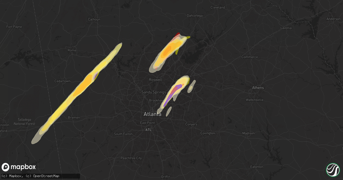 Hail map in Norcross, GA on April 11, 2013