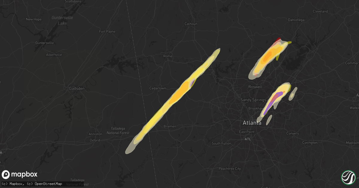 Hail map in Rockmart, GA on April 11, 2013