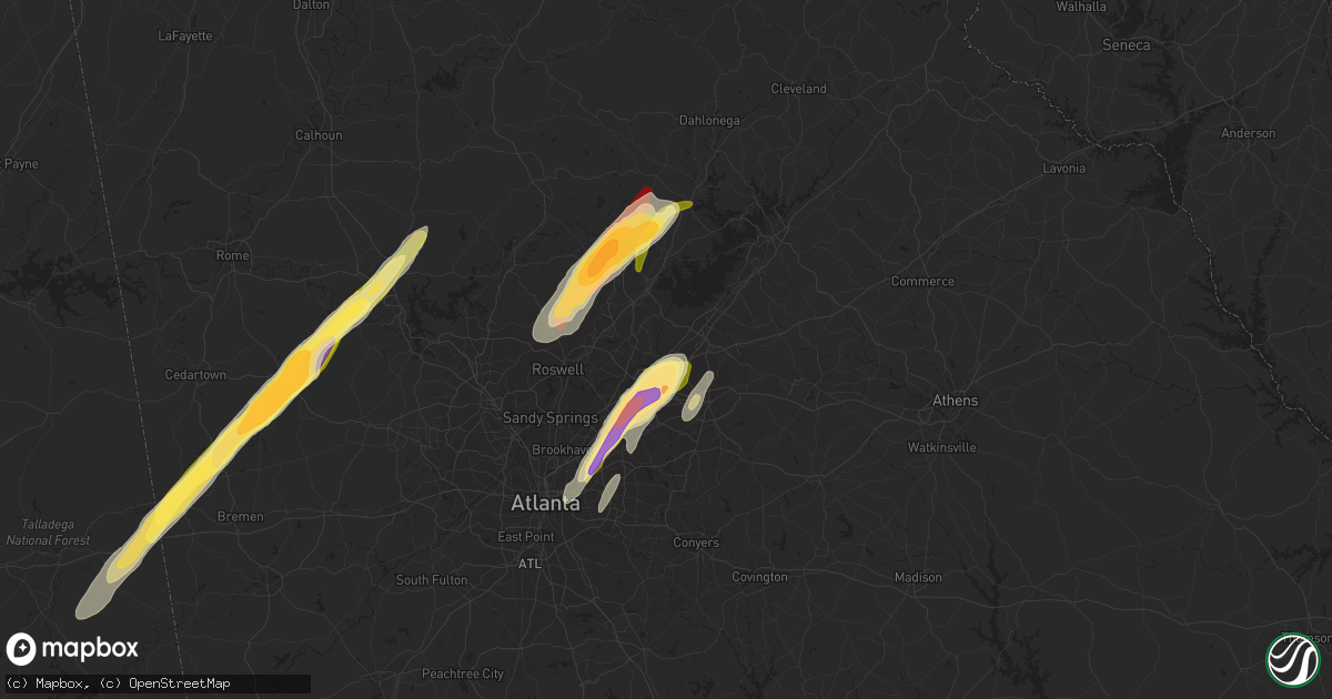 Hail map in Suwanee, GA on April 11, 2013