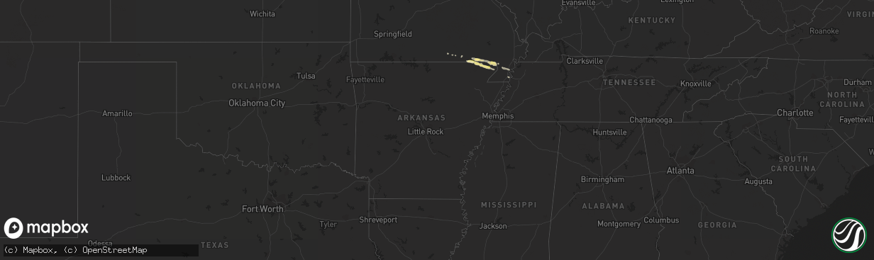 Hail map in Arkansas on April 11, 2014