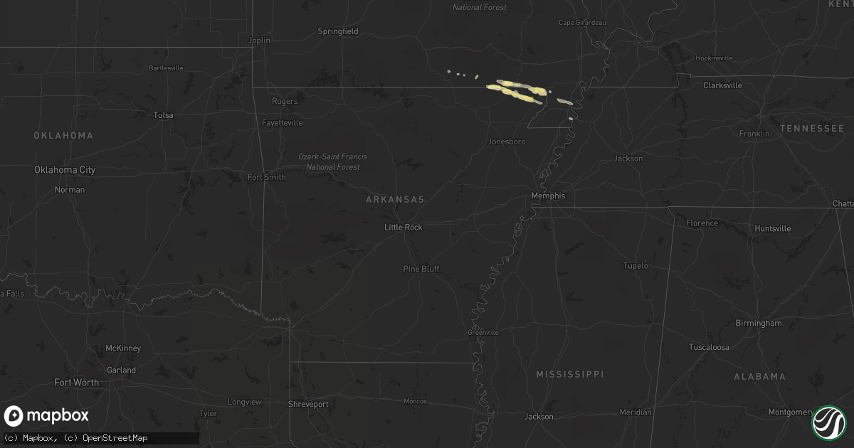 Hail map in Arkansas on April 11, 2014