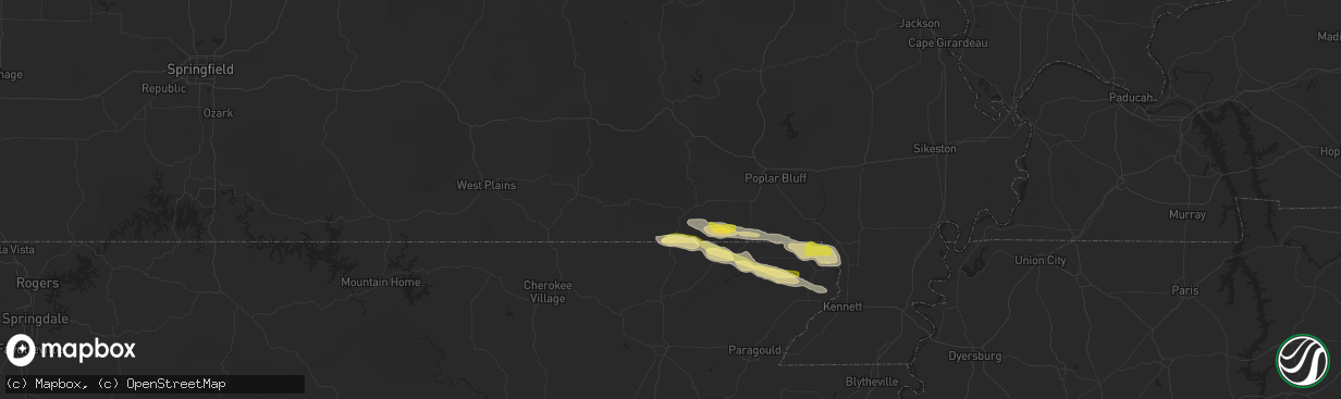 Hail map in Doniphan, MO on April 11, 2014