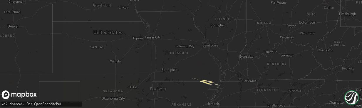 Hail map in Missouri on April 11, 2014