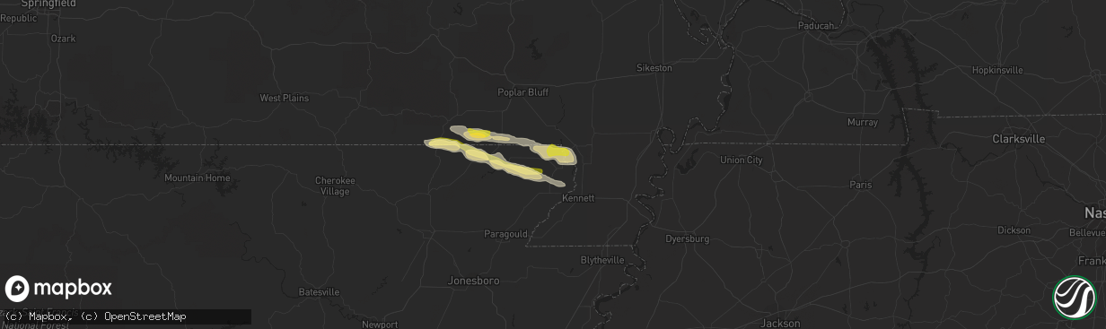 Hail map in Piggott, AR on April 11, 2014