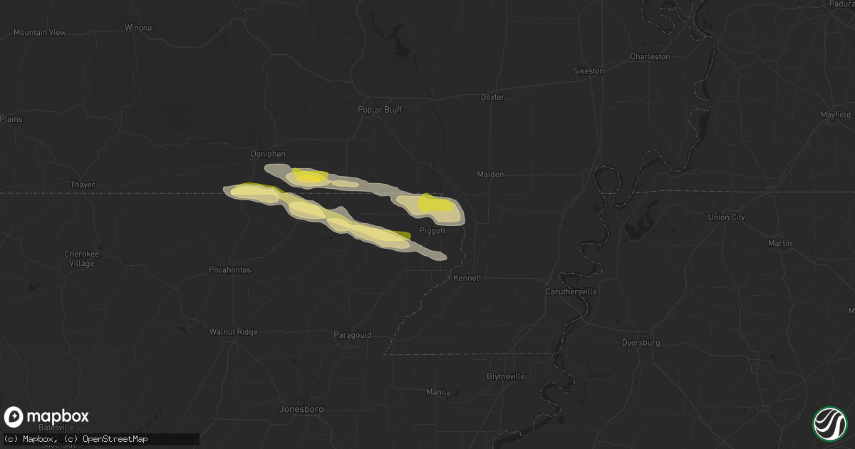 Hail map in Piggott, AR on April 11, 2014