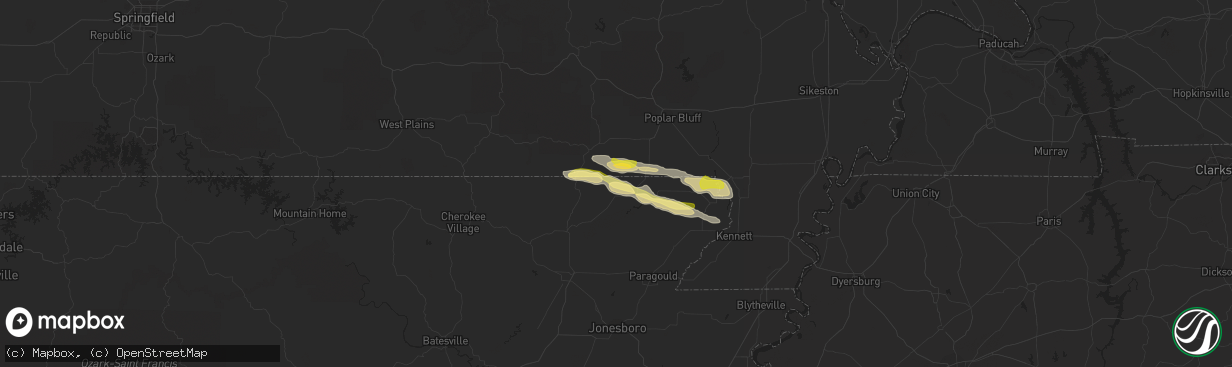 Hail map in Success, AR on April 11, 2014