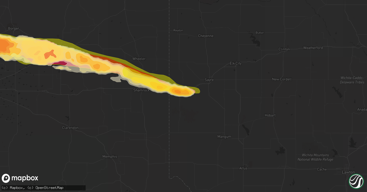 Hail map in Erick, OK on April 11, 2015