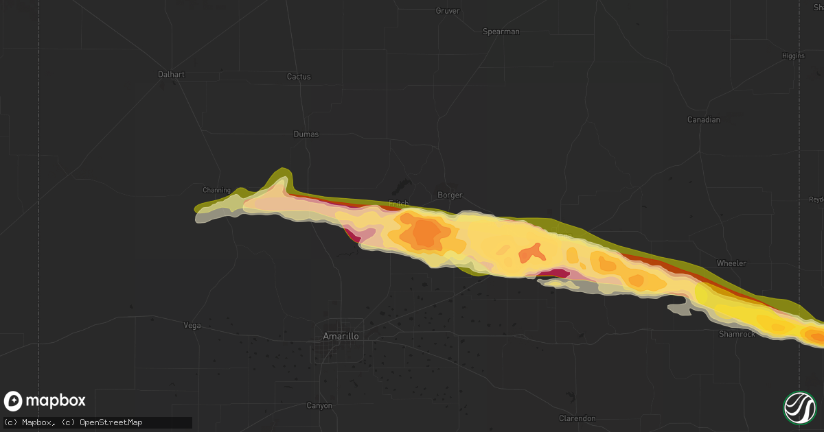 Hail map in Fritch, TX on April 11, 2015