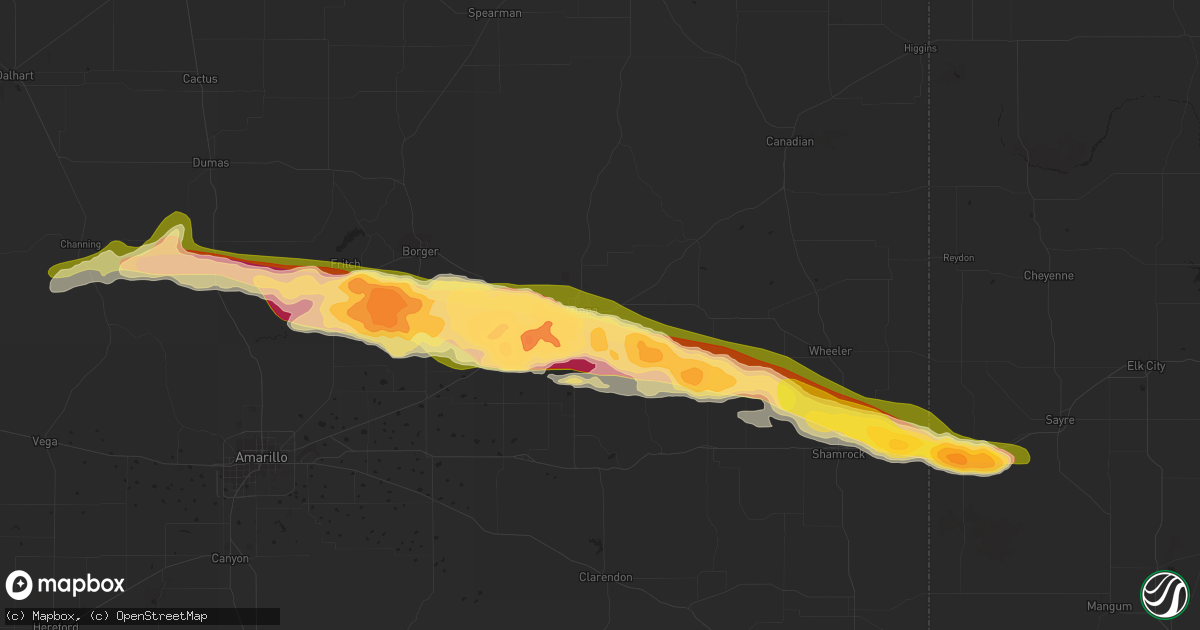 Hail map in Pampa, TX on April 11, 2015