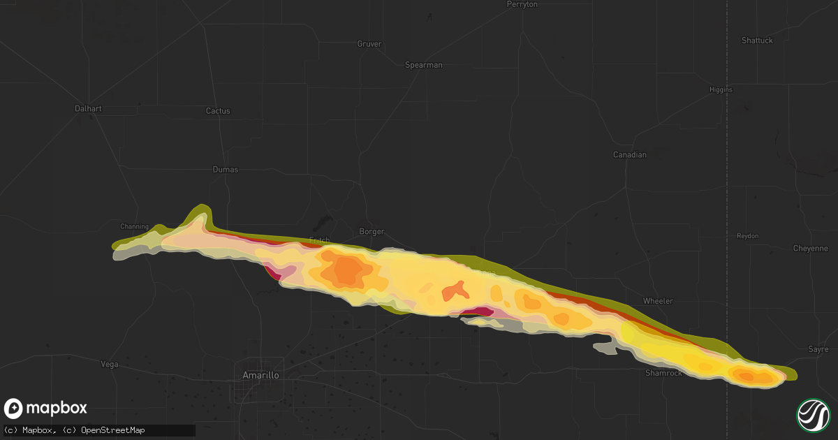 Hail map in Skellytown, TX on April 11, 2015