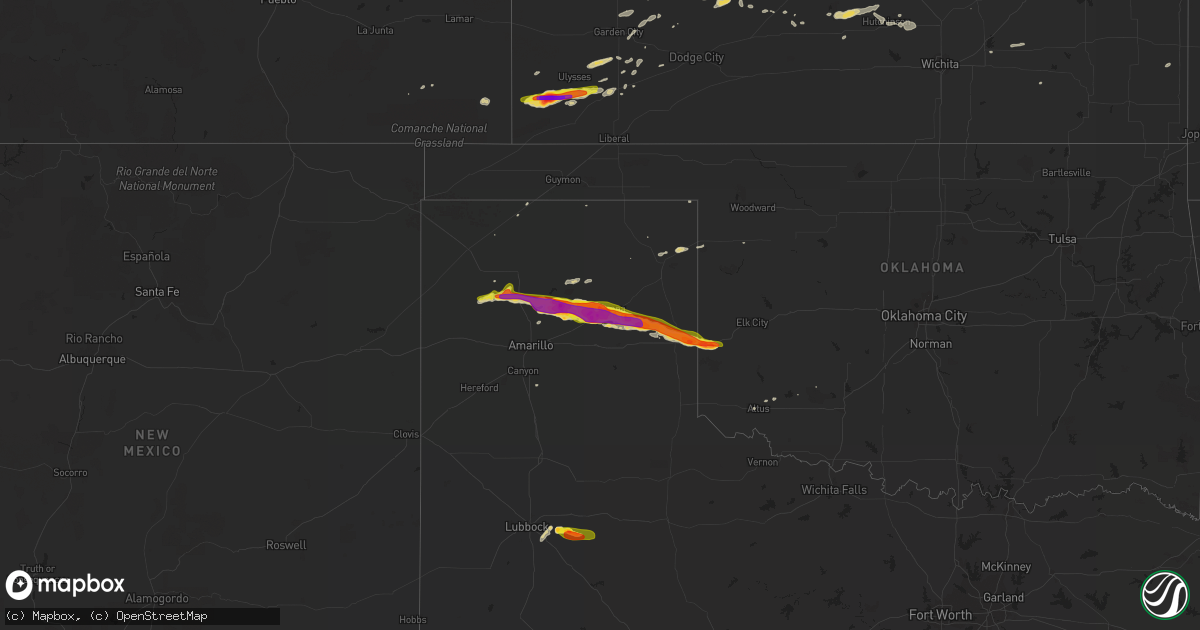Hail map on April 11, 2015