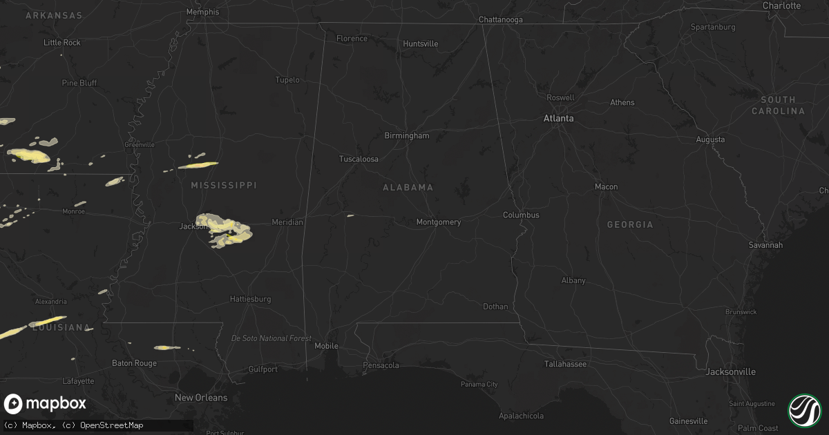 Hail map in Alabama on April 11, 2016