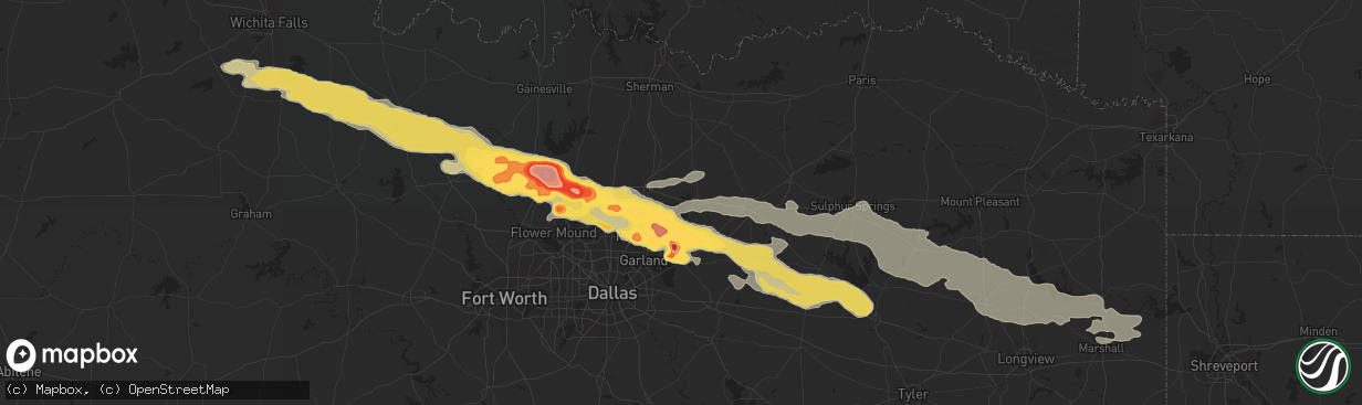 Hail map in Allen, TX on April 11, 2016