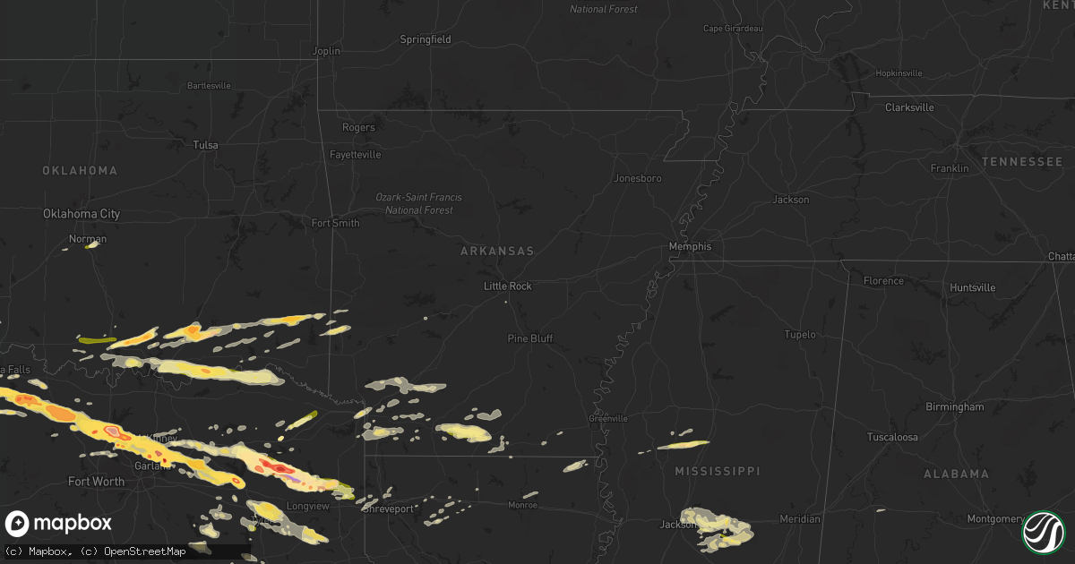 Hail map in Arkansas on April 11, 2016