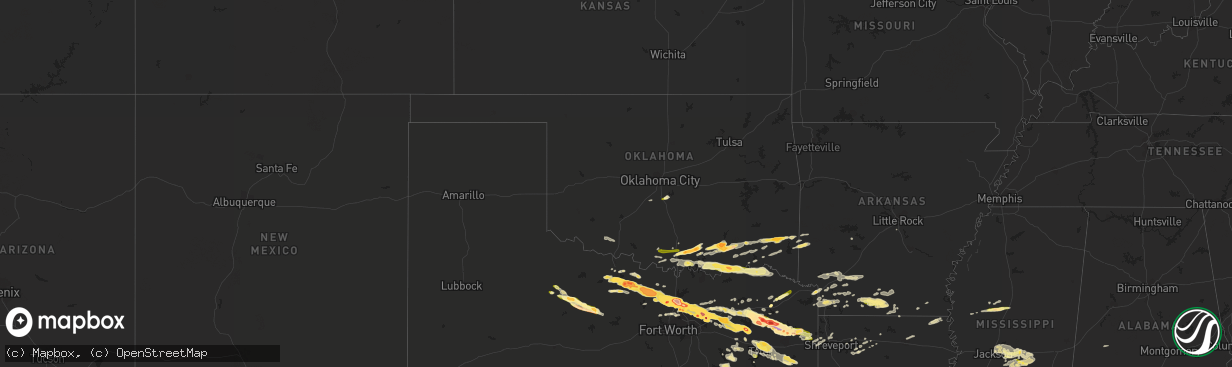 Hail map in Oklahoma on April 11, 2016